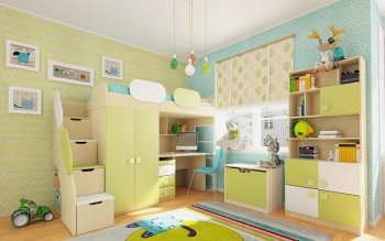 Детская комната Эппл (Зеленый/Белый/корпус Клен) в Верхоянске - verhoyansk.mebel54.com | фото