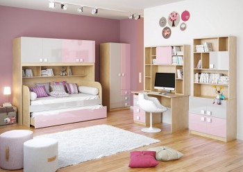 Детская комната Грэйси (Розовый/Серый/корпус Клен) в Верхоянске - verhoyansk.mebel54.com | фото