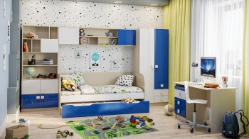 Детская комната Скай Люкс (Синий/Белый/корпус Клен) в Верхоянске - verhoyansk.mebel54.com | фото