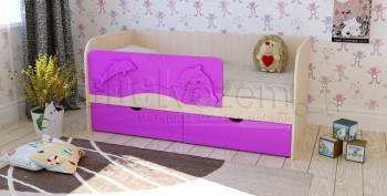 Друзья Кровать детская 2 ящика 1.6 Фиолетовый глянец в Верхоянске - verhoyansk.mebel54.com | фото