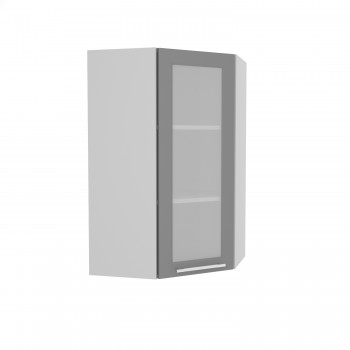 Гарда ВПУС 550 шкаф верхний угловой со стеклом высокий (Серый Эмалит/корпус Серый) в Верхоянске - verhoyansk.mebel54.com | фото