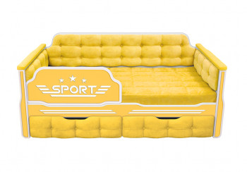 Кровать 160 серии Спорт 2 ящика 74 Жёлтый (мягкие боковые накладки) в Верхоянске - verhoyansk.mebel54.com | фото