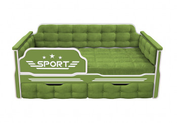 Кровать 160 серии Спорт 2 ящика 76 Зелёный (мягкие боковые накладки) в Верхоянске - verhoyansk.mebel54.com | фото