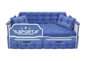 Кровать 160 серии Спорт 2 ящика 85 Синий (подушки) в Верхоянске - verhoyansk.mebel54.com | фото