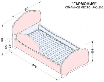 Кровать 170 Гармония 36 Светло-розовый (мягкий бортик) в Верхоянске - verhoyansk.mebel54.com | фото