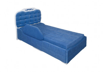 Кровать 190 Атлет Lux 29 Синий (мягкий бортик) в Верхоянске - verhoyansk.mebel54.com | фото