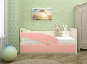 Кровать Бабочки 1,6м (Розовый металлик) в Верхоянске - verhoyansk.mebel54.com | фото