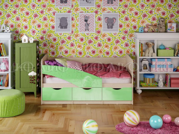 Кровать Бабочки 1,6м (Салатовый металлик) в Верхоянске - verhoyansk.mebel54.com | фото