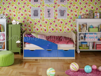 Кровать Бабочки 1,6м (Синий металлик) в Верхоянске - verhoyansk.mebel54.com | фото