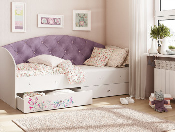 Кровать детская Эльза Белый/Фиолетовый в Верхоянске - verhoyansk.mebel54.com | фото