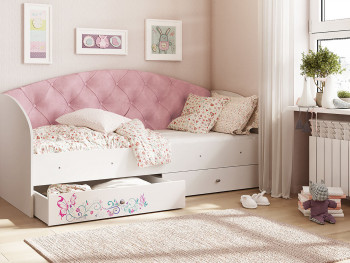 Кровать детская Эльза Белый/Розовый в Верхоянске - verhoyansk.mebel54.com | фото