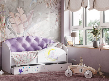 Кровать детская Звездочка Белый/Фиолетовый в Верхоянске - verhoyansk.mebel54.com | фото