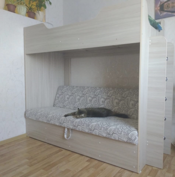 Кровать двухъярусная с диваном (Беленый дуб) в Верхоянске - verhoyansk.mebel54.com | фото