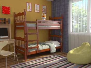 Кровать двухъярусная Соня из массива сосны 800*1890 Орех в Верхоянске - verhoyansk.mebel54.com | фото