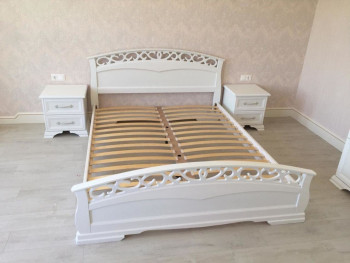 Кровать Грация-1 из массива сосны 1600*2000 Белый античный в Верхоянске - verhoyansk.mebel54.com | фото