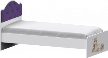 Кровать Каспер с мягкой спинкой и фотопечатью (800х1900)Белый/Фиолетовый в Верхоянске - verhoyansk.mebel54.com | фото