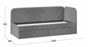 Кровать «Молли» с мягкой обивкой (900) тип 1 (Микровелюр Scandi Graphite 22) в Верхоянске - verhoyansk.mebel54.com | фото