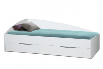 Кровать одинарная "Фея - 3" (асимметричная) (2000х900) New/(белый / белый / ДВПО белый) в Верхоянске - verhoyansk.mebel54.com | фото