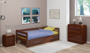 Кровать одинарная ГЛОРИЯ из массива сосны  900*2000 (Орех) в Верхоянске - verhoyansk.mebel54.com | фото