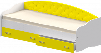 Кровать Софа-7 с мягкой спинкой (800х1900) Белый/Желтый в Верхоянске - verhoyansk.mebel54.com | фото