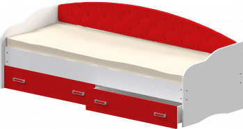 Кровать Софа-7 с мягкой спинкой (800х1900) Белый/Красный в Верхоянске - verhoyansk.mebel54.com | фото