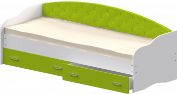 Кровать Софа-7 с мягкой спинкой (800х1900) Белый/Лайм в Верхоянске - verhoyansk.mebel54.com | фото