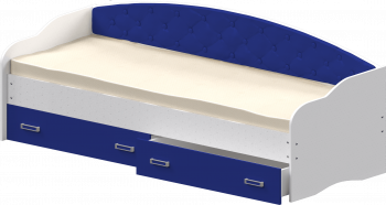 Кровать Софа-7 с мягкой спинкой (800х1900) Белый/Синий в Верхоянске - verhoyansk.mebel54.com | фото