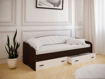 Кровать Софа-7 с мягкой спинкой (800х1900) Венге/ Белый в Верхоянске - verhoyansk.mebel54.com | фото