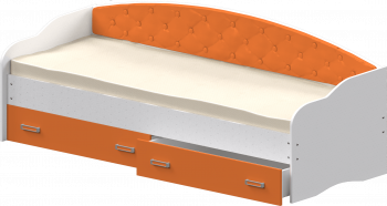 Кровать Софа-7 с мягкой спинкой (800х2000) Белый/Оранжевый в Верхоянске - verhoyansk.mebel54.com | фото