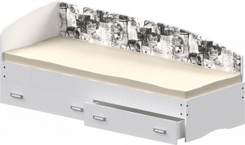 Кровать Софа-9 с мягкой спинкой с рисунком Милана (900х1900) Белый в Верхоянске - verhoyansk.mebel54.com | фото