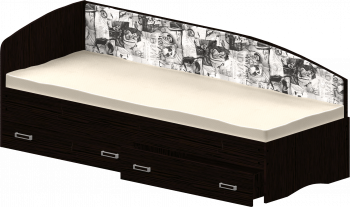 Кровать Софа-9 с мягкой спинкой с рисунком Милана (900х1900) Венге в Верхоянске - verhoyansk.mebel54.com | фото