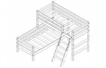 Кровать Соня вариант 8 угловая с наклонной лестницей Белый полупрозрачный в Верхоянске - verhoyansk.mebel54.com | фото
