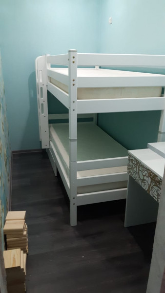 Кровать Соня вариант 9 двухъярусная с прямой лестницей Белый полупрозрачный в Верхоянске - verhoyansk.mebel54.com | фото