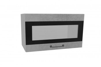 Лофт ПГСФ 600 шкаф верхний горизонтальный со стеклом и фотопечатью (Бетон светлый/корпус Серый) в Верхоянске - verhoyansk.mebel54.com | фото