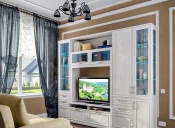 Модульная гостиная Флоренция (Дуб Сонома белый) в Верхоянске - verhoyansk.mebel54.com | фото