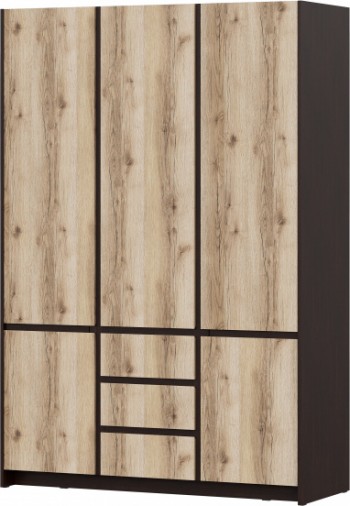 Модульная система "Прага" Шкаф для одежды трехстворчатый Дуб Венге/Дуб Делано в Верхоянске - verhoyansk.mebel54.com | фото