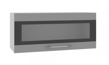 Норд ШВГС 800 Шкаф верхний горизонтальный со стеклом (Софт черный/корпус Белый) в Верхоянске - verhoyansk.mebel54.com | фото