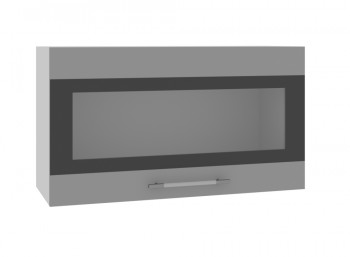 Олива ВПГСФ 800 Шкаф верхний горизонтальный со стеклом с фотопечатью высокий (Ваниль глянец/корпус Серый) в Верхоянске - verhoyansk.mebel54.com | фото