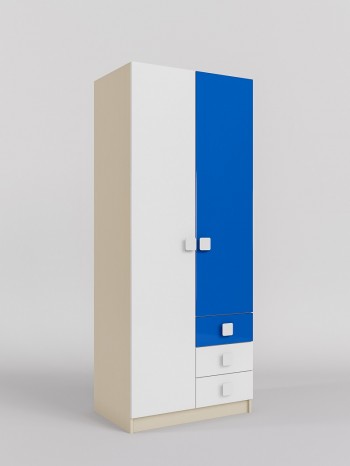 Шкаф 2-х створчатый с ящиками Скай люкс (Синий/Белый/корпус Клен) в Верхоянске - verhoyansk.mebel54.com | фото