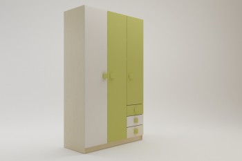 Шкаф 3-х створчатый с ящиками Эппл (Зеленый/Белый/корпус Клен) в Верхоянске - verhoyansk.mebel54.com | фото