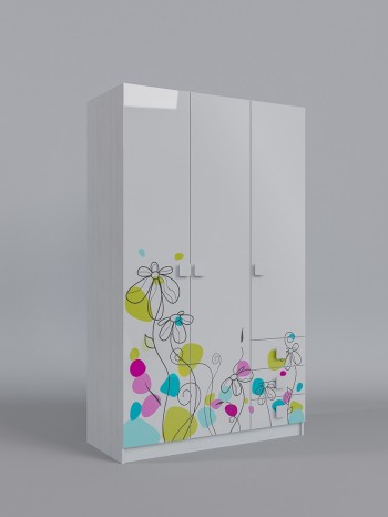 Шкаф 3-х створчатый с ящиками Флёр (Белый/корпус Выбеленное дерево) в Верхоянске - verhoyansk.mebel54.com | фото
