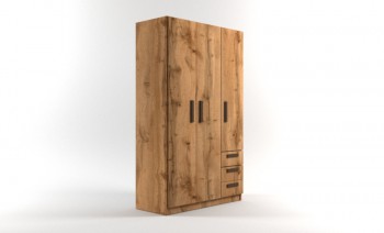 Шкаф 3-х створчатый с ящиками Шервуд (Дуб Вотан) в Верхоянске - verhoyansk.mebel54.com | фото