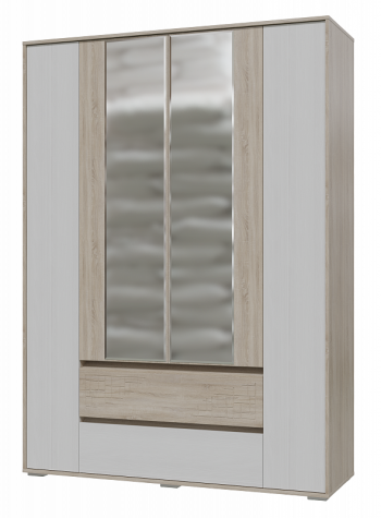 Шкаф 4-х дверный с ящиками Мальта 1600 Дуб сонома/Рамух белый в Верхоянске - verhoyansk.mebel54.com | фото