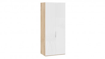 Шкаф для одежды с 2 глухими дверями «Эмбер» Яблоня Беллуно/Белый глянец в Верхоянске - verhoyansk.mebel54.com | фото