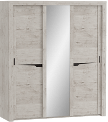 Шкаф трехдверный Соренто с раздвижными дверями Дуб бонифаций/Кофе структурный матовый в Верхоянске - verhoyansk.mebel54.com | фото