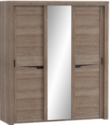 Шкаф трехдверный Соренто с раздвижными дверями Дуб стирлинг/Кофе структурный матовый в Верхоянске - verhoyansk.mebel54.com | фото