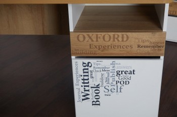 Стол с ящиками «Оксфорд» (Ривьера/Белый с рисунком) в Верхоянске - verhoyansk.mebel54.com | фото